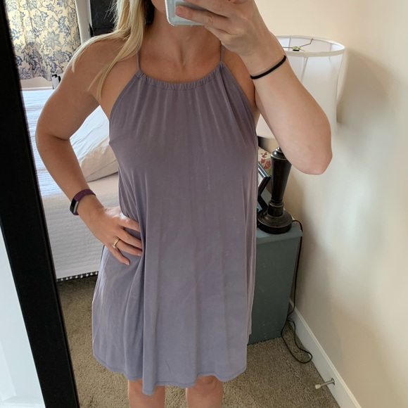 Purple Gray Halter Dress - Picture 2 of 6